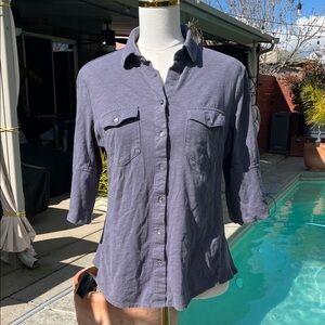 Sandra Ingrish Gray Button-Down Blouse